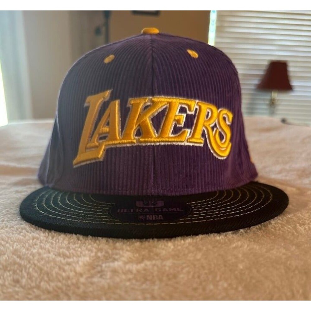 New NBA LA Lakers Purple Gold Black Corduroy Ultra Game Men’s SnapBack Hat Cap